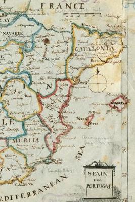 Spain and Portugal Vintage Map Field Journal Notebook, 50 pages/25 sheets, 4x6