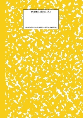 Marble Notebook A4: Yellow Marble College Ruled Journal