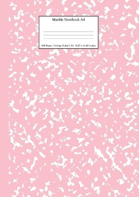 Marble Notebook A4: Pink Marble College Ruled Journal