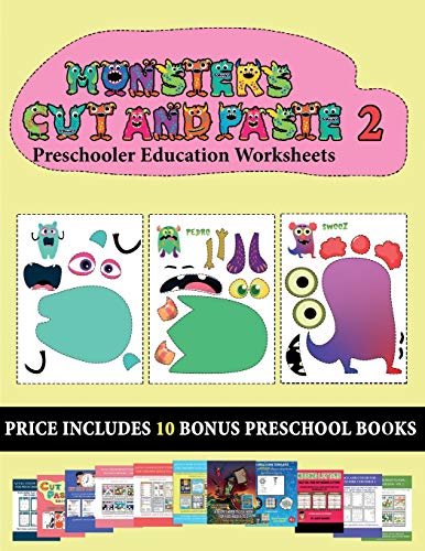 Preschooler Education Worksheets (20 full-color kindergarten cut and paste activity sheets - Monsters 2): This book comes with collection of downloadable PDF books that will help your child make an excellent start to his/her education. Books are designed