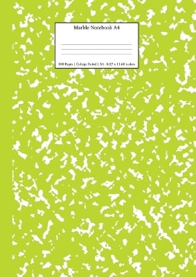 Marble Notebook A4: Green Marble College Ruled Journal