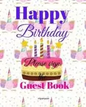 Birthday Guest Book For Kids: Children Birthday Book with Unicorn Design on Cover 8X10 inch