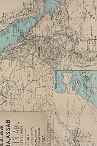 Egypt, Sudan, Eritrea, Ethiopia, Somalia, and Saudi Arabia Vintage Map Field Journal Notebook, 50 pages/25 sheets, 4x6