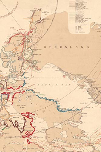 Northern Canada, Greenland, and Alaska Vintage Map Field Journal Notebook, 50 pages/25 sheets, 4x6