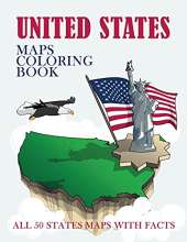 United States Maps Coloring Book: All 50 States Maps with Facts