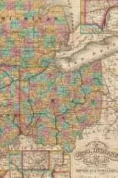 Ohio, Indiana, Illinois, Michigan, and Wisconsin Vintage Map Field Journal Notebook, 50 pages/25 sheets, 4x6