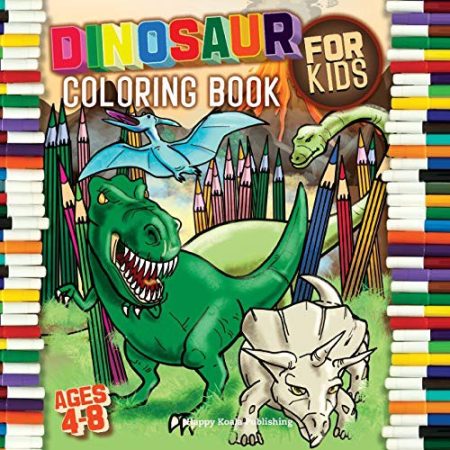 Dinosaur Coloring Book for kids ages 4-8: With Unique Illustrations including T-Rex, Velociraptor, Triceratops, Stegosaurus and More