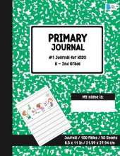 Primary Story Journal: Dotted Midline and Picture Space Green Marble Design Grades K-2 School Exercise Book Draw and Write Note book 100 Story Pages - ( Kids Composition Notebooks ) Durable Soft Cover Home School, Kindergarten v14