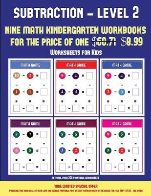 Worksheets for Kids (Kindergarten Subtraction/Taking Away Level 2): 30 Full Color Preschool/Kindergarten Subtraction Worksheets (Includes 8 Printable Kindergarten PDF Books Worth $60.71)
