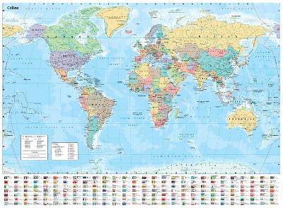 Collins Large World Wall Paper Map (70 x 91.5 cm): Paper Map with Flags, Perfect for Classroom, Office and Home