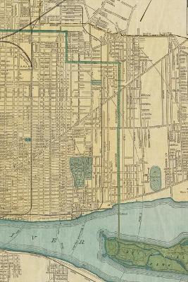 Detroit, Michigan Vintage Map Field Journal Notebook, 50 pages/25 sheets, 4x6