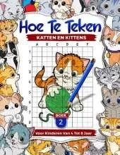 Hoe katten en kittens te tekenen voor kinderen van 4-8 jaar: leer schattige huisdieren te tekenen, stapsgewijze rasterkopieertekenboeken voor kinderen, Boek 2