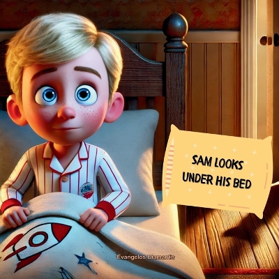 Sam looks under his bed: Sam's forth night sleeping alone