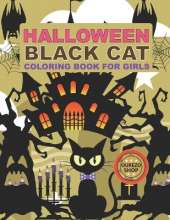 Halloween Black cat Coloring Book For Girls