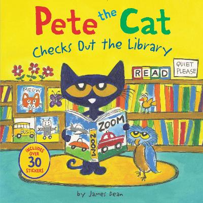 Pete the Cat Checks Out the Library: Includes Over 30 Stickers!