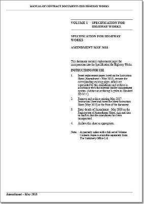 Manual of contract documents for highway works: Vol. 1: Specification for highway works