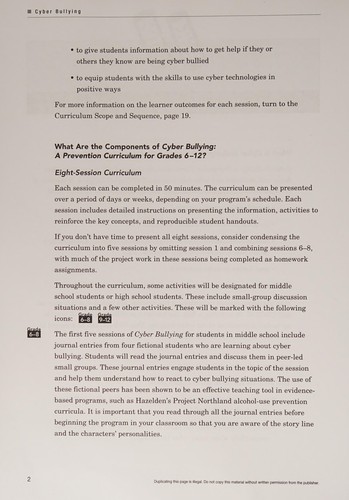 Cyber Bullying: A Prevention Curriculum for Grades 6-12