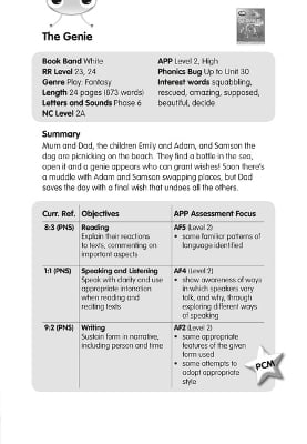 BC JD Plays White/2A The Genie Guided Reading Card