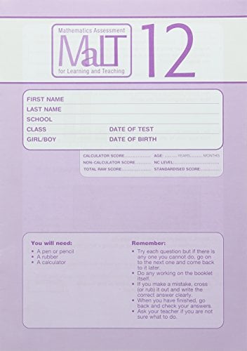 MaLT Test 12 Pk10 (Mathematics Assessment for Learning and Teaching)