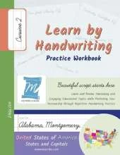 Learn by Handwriting, Practice Workbook - United States of America, States and Capitals - Cursive, Level 2: Children and Adults. Repetition, Fast Learning, Memory, Focus - English