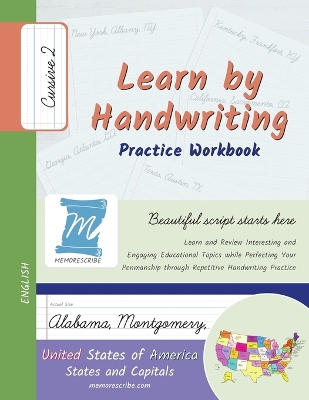 Handwriting Practice Workbook - United States of America, States and Capitals - Cursive, Level 2: Learn by Handwriting - Children and Adults - USSC2PE