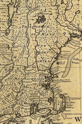 New England Vintage Map Field Journal Notebook, Lined Pages, 100 pages/50 sheets, 4x6
