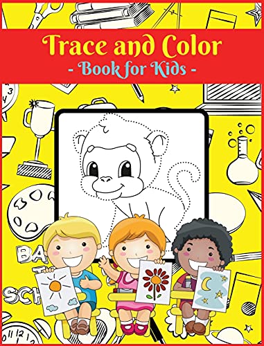 Trace and Color Book for Kids: Activity Book for Children, 20 Unique Designs, Perfect for Kids Ages 4-8. Easy, Large picture for drawing with dot instructions. Great Gift for Boys and Girls.