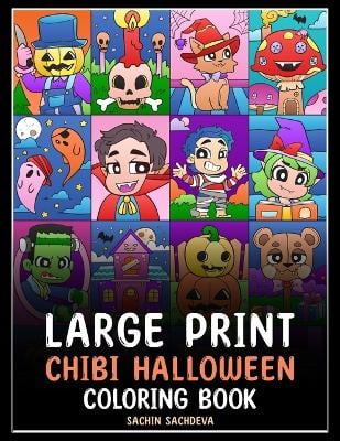Large Print Chibi Halloween: Coloring Book for Kids, Teens and Adults for fun and relaxation