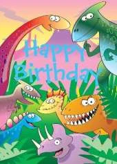 Dinosaurs - Happy Birthday Card-Book: 6 Card-Book Pack