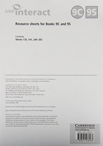 SMP Interact Resource Sheets for Books 9C and 9S: For the Mathematics Framework