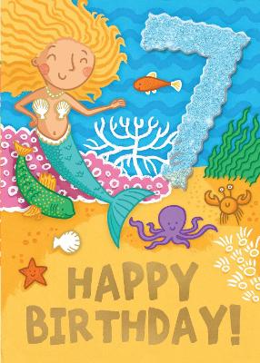 Mermaid (Age 7) - Happy Birthday Card-Book: 6 Card-Book Pack