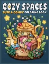 Cozy Spaces Coloring Book for Adults and Teens Featuring Relaxing Familiar Corners with Cute Animal Characters for Stress Relief