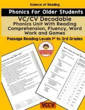 VC/CV Decodable Phonics Unit With Reading Comprehension, Fluency, Word Work and Games: Literacy for Older Students and Adults