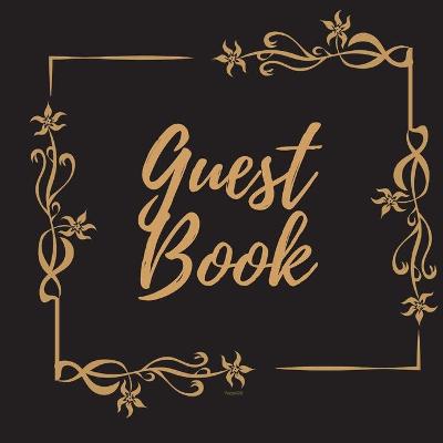 Guest Book - Gold Frame #2 For any occasion Light Green Color Pages 8.5 x 8.5 Inches 82 pages