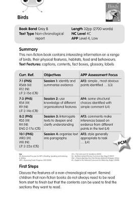 BC NF Grey B/4C Birds Guided Reading Card