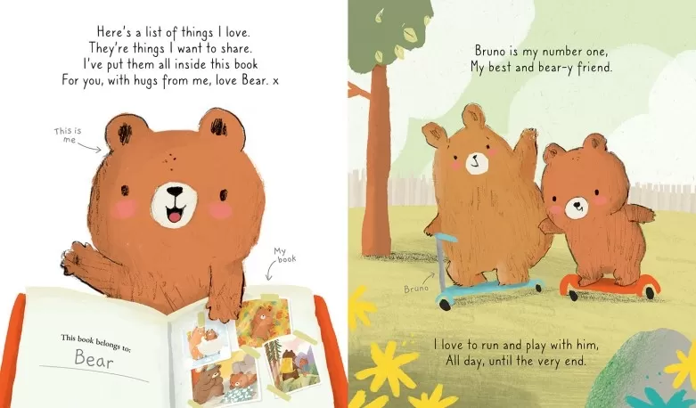 Inside spread from Things I Love By Bear